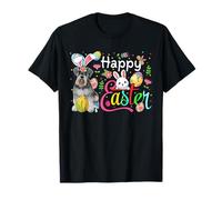 Feliz Pascua Schnauzer Cosplay Bunny Floral Chocolate Huevos Camiseta