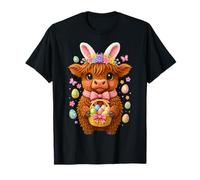 Feliz Pascua Vaca de Las Tierras Altas Heifer Día de Pascua Granjero Vaquera Camiseta