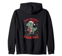 Feliz Pequeño Rawr-Mas Lindo Dinosaurio Navidad Sudadera con Capucha