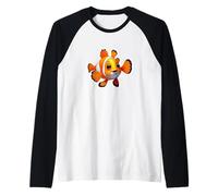Feliz pez payaso acuarela pintura niño arte animales alegres Camiseta Manga Raglan