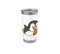Feliz pingüino rugby buceo Dibujos animados Vaso térmico de acero inoxidable de doble pared