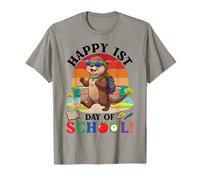 Feliz Primer Día De Escuela Lindo Nutria Estudiante Niño Niña Camiseta