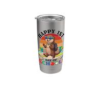 Feliz Primer Día De Escuela Lindo Nutria Estudiante Niño Niña Vaso térmico de acero inoxidable de doble pared