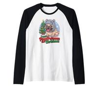 Feliz Pug Pugmas Pugopotamus Perro Gracioso Navidad Camiseta Manga Raglan