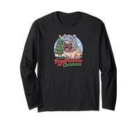 Feliz Pug Pugmas Pugopotamus Perro Gracioso Navidad Manga Larga