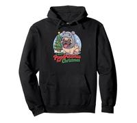 Feliz Pug Pugmas Pugopotamus Perro Gracioso Navidad Sudadera con Capucha