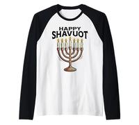 Feliz Shavuot Judaísmo de Menorá Camiseta Manga Raglan