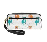 Feliz Staffy Blanco, Bolsa de Maquillaje Bolsa de cosméticos Bolsa de Aseo de Viaje portátil Estuche de Cuero para Mujeres y niñas