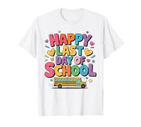 Feliz último día de la escuela conductor de autobús para hombres mujeres niños Camiseta