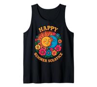 Feliz Verano solsticio Sol Luna Flor solsticio Verano diseño pagano Camiseta sin Mangas