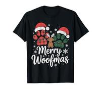Feliz Woofmas Funny Paws Santa Hat Christmas Camiseta