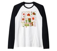 Feliz y Brillante Lindo Arte de Navidad Camiseta Manga Raglan