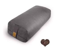FelizMax Cojín orgánico de trigo sarraceno (24 x 10.5 x 5.5 pulgadas), cojín de yoga de apoyo para accesorios de yoga restaurativos, almohada rectangular de meditación, funda 100% algodón, almohada de