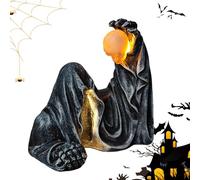 Fellflying Decoraciones De Estatuas De Halloween,Figura Negra Misteriosa Sentada - Escultura Gótica para Patio Jardín Casa Oficina Fiesta Casa Encantada Decoración