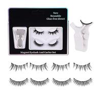 Fellflying Pestañas magnéticas de aspecto natural, 2 pares de mechones naturales, sin pegamento, magnéticas, para niñas, principiantes, vida cotidiana, viajes, negocios, belleza, volumen