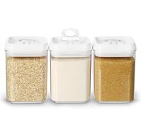 Felli Flip Tite - Recipientes de almacenamiento de alimentos con tapa de 5 pulgadas, grande, hermético, con cierre de anillo, tarro cuadrado de acrílico para arroz, azúcar, harina de harina, proteína