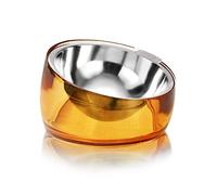 Felli Pet Oblik - Cuenco de acrílico Elevado para Agua y Comida para Perros, Plato Ovalado Inclinado de Acero Inoxidable para Cachorros de Patas Cortas y Mascotas pequeñas y Medianas, comedero de