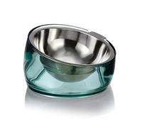 Felli Pet Oblik - Cuenco Elevado de Acero Inoxidable Ovalado Inclinado para lavavajillas, sin derrames, para Bulldog francés pequeño y Mediano, Soporte acrílico Elevado, comedero de Metal Inclinado