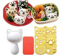 Fellibay Juego de moldes de bolas de arroz con diseño de gato, patrón de sushi, sándwich, herramientas de cocina