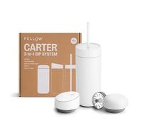 Fellow Carter Bundle (473,6 g, tapa deslizante, tapa fría con paja), blanco mate