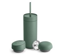 Fellow Carter Bundle - Taza de viaje de 16 onzas (3 en 1) con tapas deslizantes y frías, con pajilla, vaso de café para llevar, interior de cerámica y acero inoxidable aislado al vacío, tazas de café