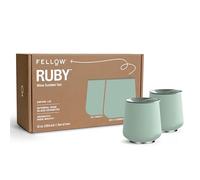 Fellow Ruby - Juego de 2 vasos de vino aislados de acero inoxidable para vino y cóctel con interior de cerámica y tapa giratoria de guijarros, 12 onzas, menta chip