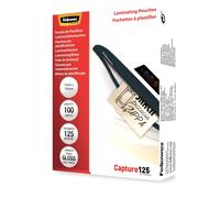 Fellowes 100 fundas para plastificar, Acabado Brillo, Negro, 125 Micras, 75 x 10