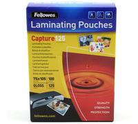 Fellowes 100 fundas para plastificar, Acabado Brillo, Negro, 125 Micras, 75 x 10