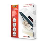 Fellowes 100 fundas para plastificar, Acabado Brillo, Transparente, 125 Micras, 83 x 113 mm