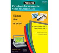 Tapa De Encuadernacion Fellowes Din A4 Pvc Opaco Negro 180 Micras Pack De 100 Unidades