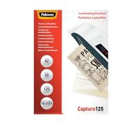 Fellowes 5309302 - Pack de 50 fundas para plastificar, A2, acabado brillo, 125 micras