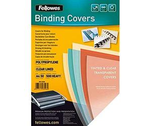 Fellowes 5350601 - Portadas para encuadernar de polipropileno, A4, transparente con rayas