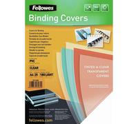 Fellowes Portadas para encuadernar de PVC transparente, formato A4, 180 micras, pack de 25