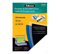 Tapa de encuadernación fellowes din a4 polipropileno negro 500 micras pack de 100 unidades
