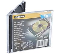 Fellowes 98310 - Pack de 10 Cajas Estuche para CDs/DVDs, Color Negro