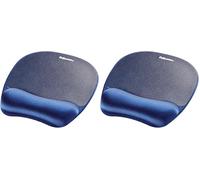 Fellowes Alfombrilla para ratón con reposamuñecas Everyday - Alfombrilla para ratón ergonómica para Ordenador portátil, reposamuñecas ergonómico - Azul (Paquete de 2)