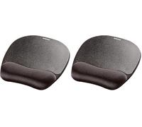 Fellowes Alfombrilla para ratón con reposamuñecas Everyday - Alfombrilla para ratón ergonómica para Ordenador portátil, reposamuñecas ergonómico - Negra (Paquete de 2)