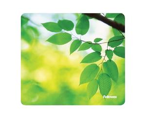 Fellowes Alfombrilla para ratón reciclada, Base de Goma Antideslizante, fácil de Limpiar, Fabricada con Materiales reciclados, Compatible con Ratones ópticos y láser, 228 x 203 x 2 mm, Hojas