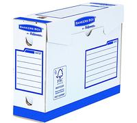 Fellowes Bankers Box - Caja de archivo definitivo extra resistente A4+, 100 mm, 20 unidades, color blanco y azul
