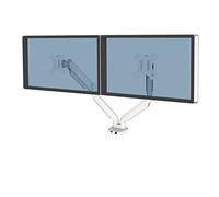 Fellowes Brazo para Monitor Doble Platinum Series - Soporte para Monitor Ajustable, con Funciones de inclinación, Giro y rotación y con 2 Puertos USB - Tamaño máximo del Monitor 32" - Blanco