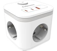 Regleta con interruptor fellowes/ 3 tomas de corriente/ 1 usb - 2 usb tipo-c/ cable 2m/ blanca