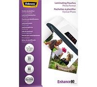 Fellowes Fundas de Plastificar (10x15cm), acabado brillo, 25 hojas, 160 micras (2 x 80 micras), acabado de calidad, adecuadas para fotos