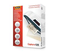 Fellowes Fundas de Plastificar (65x95mm), acabado brillo, 100 hojas, 250 micras (2 x 125 micras), acabado de calidad, adecuadas para fotos, tarjetas de identificación y documentos pequeños
