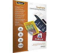 Fellowes Fundas de Plastificar A3, acabado brillo, adhesivas, 25 hojas, 160 micr