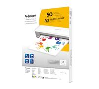 Fellowes Fundas de plastificar A3, Pack de 50, Acabado brillo, Fundas plastificación para hogar, escuela, oficina, Adecuadas para póster, carteles, documentos, Compatible con todas las plastificadoras
