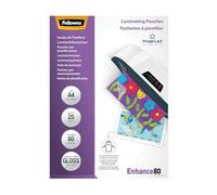 Fellowes Fundas de Plastificar A4, acabado brillo, 25 hojas, 160 micras (2 x 80 micras), acabado de calidad, con indicadores direccionales Image Last, adecuadas para fotos y avisos