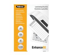 Fellowes Fundas de Plastificar A4, acabado brillo, 250 hojas, 160 micras (2 x 80 micras), acabado de calidad, adecuadas para fotos y avisos, Pack grande económico
