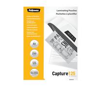 Fellowes Fundas de Plastificar A4, acabado brillo, 250 hojas, 250 micras (2 x 125 micras), acabado de calidad, adecuadas para fotos, avisos, creatividades y certificados, Pack grande