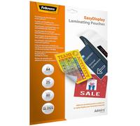 Fellowes Fundas de Plastificar A4, acabado brillo, adhesivas, 25 hojas, 160 micr