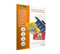 Fellowes Fundas de Plastificar A4, acabado brillo, adhesivas, 25 hojas, 160 micras (2 x 80 micras), acabado de calidad, adecuadas para fotos y avisos